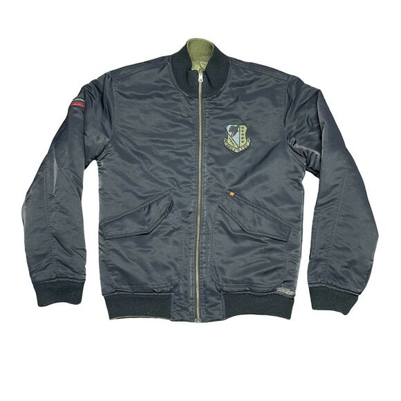 VCTG Quicksilver Reversible Bomber Jacket Men S Blue Surf Skater Y2K Cybergoth - Picture 1 of 15